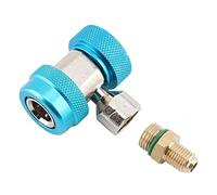 Acoplador rápido, R134 A/C Bajo/Alto Conector rápido Adaptador de acoplador de aire acondicionado + Núcleo de válvula extractora(Acoplador rápido de lado bajo: azul)