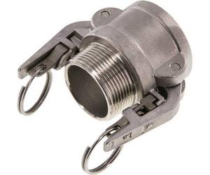 Acoplamiento de seguridad Camlock DN 40 (1 1/2'') de acero inoxidable R 1 1/2'' rosca macho tipo B MIL-C-27487