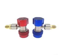 Acoplamiento rápido para aire acondicionado R134A, adaptador de alta y baja presión con conexión de latón, carcasa de válvula de aluminio, M12 x 1,5 a SAE 1/4, rojo/azul