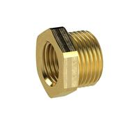 Acoplamiento reductor, modelo corto, G 2 A, G 1 1/2 I, SW 70, latón, presión de trabajo máx. 25 bares, temperatura de funcionamiento Máx. 150 °C.