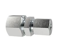 Acoplamiento reductor recto, manguito de diámetro exterior de tubo de 20/10 mm, PN máx. 400 bar, SW1 32, SW2 36, SW3 22, acero galvanizado.