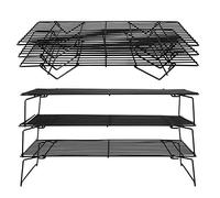 Acouto Bandeja de Enfriamiento Apilable 3 Unidades 40x25x21 Cm con Revestimiento Antiadherente para Hornear Galletas Barbacoa Parrilla