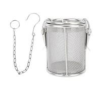 Acouto Cesta de Filtro de Acero Inoxidable, Colador de Malla Fina 304 de 10x10cm con Cadena Colgante para Sopa, Condimentos, té y Carne Guisada, Cocinar en la Cocina Casera (talla pequeña)