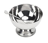 Acouto Cuenco de Postre de Acero Inoxidable, Taza de Helado con Tenedor, Plato de Servir Reutilizable de 9,8 Cm para Ensalada de Frutas, Helado de Pudín, Cuenco de Metal para el Hogar, Cocina, Hotel,