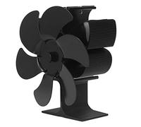 Acouto Ventilador de Estufa de 6 Aspas, Ventilador Negro para Estufas de Leña, Gas y Pellets, Arranque Automático a 50°C, Silencioso 25db, Eficiente sin Batería, 1400rpm 180-220CFM