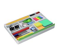 Acrimet Bandeja Organizadora para Cajones con 8 Compartimentos, Papelera Multiuso para suministros y accesorios de escritorio (Plástico) (Color Blanco)