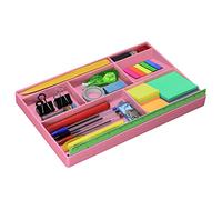 Acrimet Bandeja Organizadora para Cajones con 8 Compartimentos, Papelera Multiuso para suministros y accesorios de escritorio (Plástico) (Color Rosa)