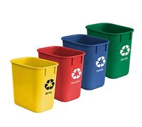Acrimet Papelera para Reciclaje, 3.25 galones / 13 cuartos / 12 litros (Hecha de Plástico) (Metal/Amarillo, Papel/Azul, Vidrio/Verde, Plástico/Rojo) (Conjunto de 4)
