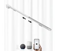 ACRIMO Kit Riel de Cortina Extensible Motorizado Ancho 1-1,6 Metros FabTrack, Apertura Central de las Cortinas, Motor Wifi y Control Remoto, Compatible con Google Home, Alexa y App Tuya Smart
