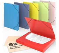 ACROPAQ - 6 x Carpeta elástica A4 - Hasta 200 páginas, Ancho del lomo 3,0 cm, Cierre elástico, Verano, Colección de colores Naturaleza - Carpetas con elástico, Carpeta de documentos A4