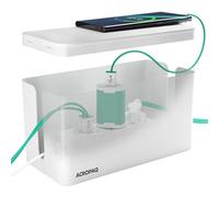 ACROPAQ Caja Cables - Pequeña (23,5 x 12 x 11,5 cm), Organizador de Cables para esconder Cables y enchufes, Plástico, Blanco - Cable Box, Caja para Cables