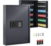 ACROPAQ Caja llaves pared - Para hasta 100 llaves, 100 llaveros incluidos, Armario llaves pared para guardar llaves, Negro - Armario con llave