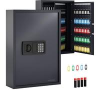 ACROPAQ Caja llaves pared - Para hasta 200 llaves, 200 llaveros incluidos, Armario llaves pared para guardar llaves, Negro - Armario con llave