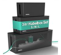 ACROPAQ - Caja organizadora de cables: caja para ocultar cables, fabricada en plástico resistente y duradera, set de 3 en 1: caja organizadora de cables, caja para cables