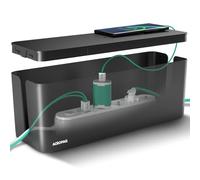 ACROPAQ Caja Porta Cables - Grande (40,6 x 15,6 x 13,4 cm), Caja para la gestión de Cables para esconder Cables y enchufes, Plástico, Negro - Caja Cables, Organizador de Cables