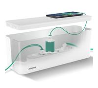 ACROPAQ Caja Porta Cables - Grande (40,6 x 15,6 x 13,4 cm), Caja para la gestión de Cables para esconder Cables y enchufes, Plástico, Blanco - Caja Cables, Organizador de Cables