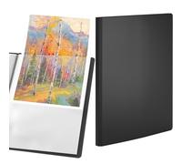 ACROPAQ Carpeta Portafolios-Porta Documentos A4 Alta Capacidad Negro con 50 Bolsillos- Polipropileno Duradero,Diseño Expandible y Inserto de Color A5-Ideal para la Gestión y Presentación de Documentos