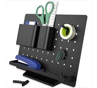 Acropaq Organizador de escritorio de alta calidad con soporte para bolígrafos, compartimentos de clasificación, ganchos e imán, tablero perforado, 6 accesorios, ajustable individualmente, negro, DO01