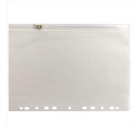 ACROPAQ Porta Documentos - Paquete de 5 carpetas perforadas con cremallera, superficie transparente y rugosa, para documentos inferiores a A4, 11 orificios y PVC resistente - Carpeta portadocumentos