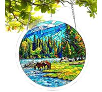 Acrylic Suncatcher - 2D Animal Stained Glass Effect | 19cm Cat Puzzle Decoration | for Home Window Wall Living Room Bedroom Entryway Garden Backyard, 2026 New Colorful Pendant