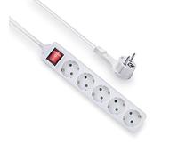 Act Regleta de 5 enchufes, 1,5 m, Enchufe múltiple con Seguridad para niños, regleta con Interruptor, enchufes en ángulo de 45 Grados - AC2455