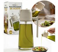 ActivoTex Dispensador de Aceite y Spray para Cocina 2 en 1 - Aceitera de Cristal de 470 ml - Pulverizador de Niebla Fina, ideal para freidora de aire, ensaladas y barbacoa