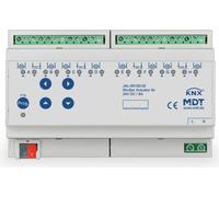 Actuador MDT KNX para persianas, 8 canales, 8A, 230V AC, 8TE, con control manual, IP20, 1 unidad.