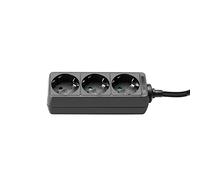 Base multiple 3 enchufes schuko y cable 3m negro