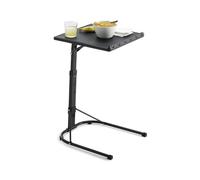 ADANITY Escritorio Plegable Regulable en Altura 43x43 cm Negro - 3 Posiciones 63 70 76 cm - Soporte Portátil para Sofá Cama - Tablero HDPE - Teletrabajo Auxiliar Ligero