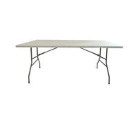ADANITY Mesa Plegable 180 cm Catering - Resina HDPE Blanca Alta Densidad - Estructura Acero Reforzado - Patas Plegables Tipo Maleta - Ideal Camping Jardín Eventos Fiestas - Interior y Exterior