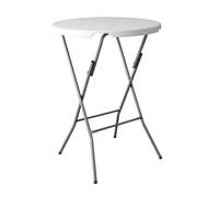 ADANITY Pack 4 Mesas Altas de Cóctel 80 cm Redonda Plegable - Altura 110 cm - Tablero HDPE Blanco - Estructura Acero 22 mm - Recepciones Ferias Hostelería - Mesa de Bar Interior Exterior