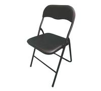 ADANITY Silla Negra Plegable Premium Asiento y Respaldo Acolchado en Polipiel PU - Estructura Metálica Reforzada para Eventos, Oficina y Hogar - Diseño Ergonómico y Cómodo (78x45x45 cm)