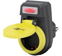 Adaptador 1 toma schuko macho/hembra con tapa de seguridad + interrupt