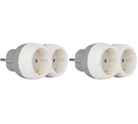 Adaptador 2 Tomas (enchufes) Ladrón Doble con Tierra 16A Blanco - Bolea - Zenitech (Paquete de 2)