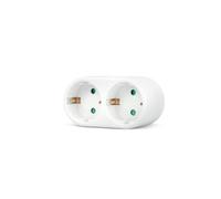 Adaptador 2 tomas Schuko, adaptador 2 enchufes, ladron doble frontal, enchufe multiple con 2 tomas, ladron de enchufes 2 x 16A, con proteccion para niños, max 3680W, color blanco, Don Feliz