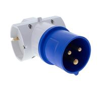 Adaptador 2P + T 16 A 250 V CEE enchufe industrial + 3 enchufes Schuko/Bipaso/UE, producto versátil, blanco