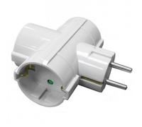 Adaptador 3 tomas Schuko, adaptador 3 enchufes, ladron triple, enchufe multiple con 3 tomas, ladron de enchufes 3 x 16A, con proteccion para niños, max 3680W, color blanco, Don Feliz