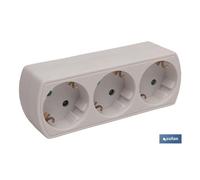 Adaptador 3 vias frontal schuko con interruptor (3.500w)