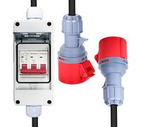 Adaptador cee 32A a 16A con Disyuntor trifásico Enchufe de 5 pines adaptador enchufe camping autocaravana Aacoplamiento de alta corriente 400V Grado de protección IP44