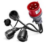 Adaptador Cee 400v a 3x 230v, Distribuidor De Corriente 16a Con Cable De Extensión, Enchufe Industrial Ip44 Impermeable Para Camping, Caravana, Taller Y Obras, Extensor Enchufe De Alta Resistencia