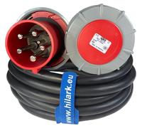 Adaptador CEE, cable conector para corriente fuerte, conector de 63A de 5 polos a acoplamiento de 63A de 4 polos, longitud 3 metros