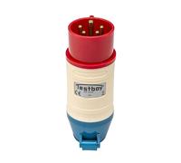 Adaptador CEE Testboy TV 416A, herramienta de electricista (carcasa de PE irrompible, combinable con Testavit Schuki 1A, 2K y 3A, alimentación mediante objeto de prueba), rojo/blanco/azul