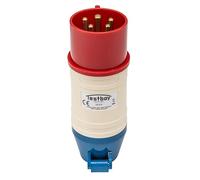 Adaptador CEE Testboy TV 432A, herramienta de electricista (carcasa de PE irrompible, combinable con Testavit Schuki 1A, 2K y 3A, alimentación mediante objeto de prueba), rojo/blanco/azul