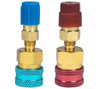 Adaptador de acoplamiento rápido de aluminio para R1234YF a R134A, conversión de aire acondicionado de coche con válvulas ajustables y apagado automático, par rojo, azul y dorado
