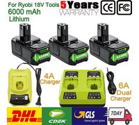 Adaptador de batería de iones de litio Bonacell para Ryobi de 18V, 6A, para herramienta eléctrica de batería de repuesto Ryobi de 18V, para P107 RB18L50 RB18L20 P108 1 battery