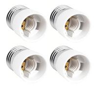 Adaptador de Bombilla E27 a E14, 230V, Casquillos Conversores de E27 a E14 para Bombillas LED max. 60W, Casquillo Adaptador de Rosca Clásico Gordo a Rosca Fina, pack de 4