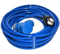 Adaptador de camping CEE PUR H07BQ-F 3x2,5 – Enchufe de camping a toma CEE, color azul – 25 metros – para autocaravanas, caravanas y barcos