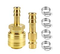 Adaptador de conexión de manguera neumática de cobre profesional de 8 mm/10 mm con abrazaderas de sujeción, fácil instalación para acoplamiento de aire de bronce a prueba de fugas en casa