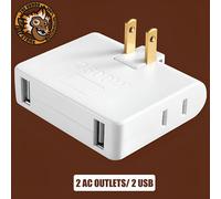 Adaptador de enchufe plano de pared de 3 vías, 10A2500W, blanco