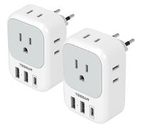 Adaptador de enchufe TESSAN para la UE con 4 tomas de corriente y 3 puertos USB (2